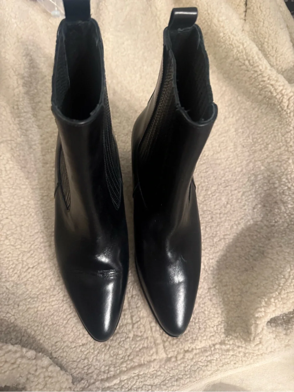 Sandro Black Leather Pointed Chelsea Ankle Boots